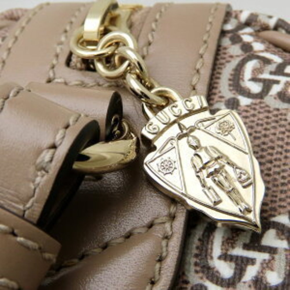 Gucci GG Shadow Black Shoulder Bag Leather Toile Taupe - Picture 4 of 9
